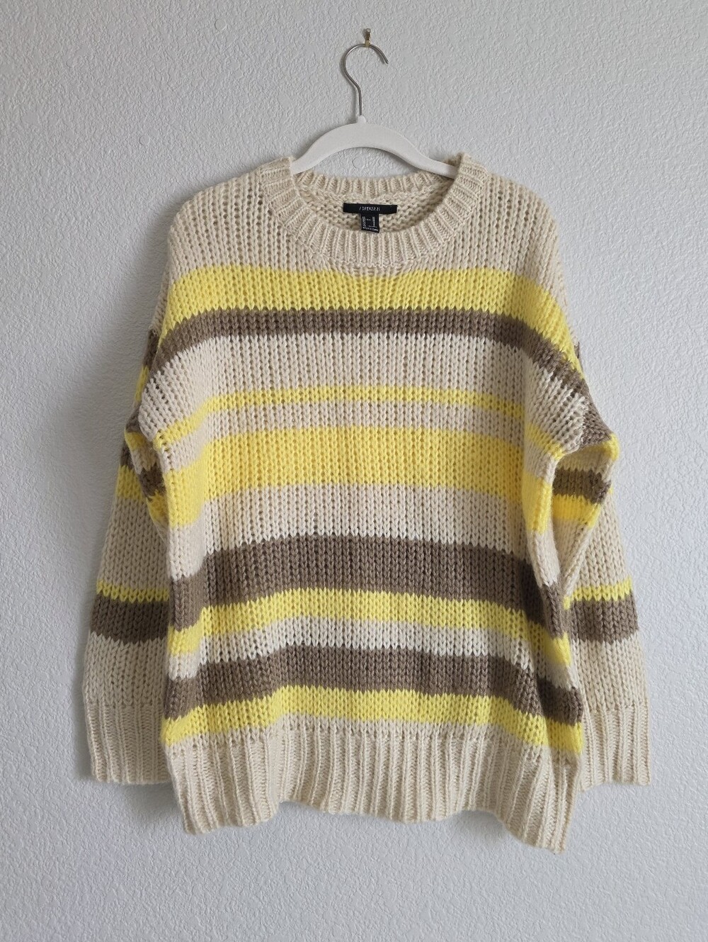 2/$25 Forever 21 Yellow Striped Boat Neck Sweater